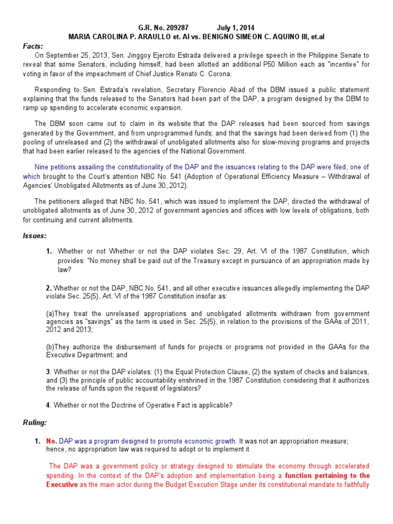 D66 Araullo-vs-Aquino-III-A-Case-Digest | PDF | Equal Protection Clause ...