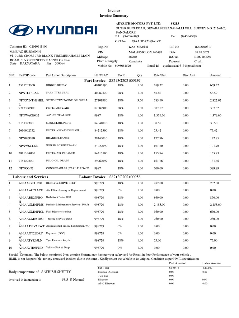 Invoice for SLV Greencity Service | PDF | Vehicles | Transport