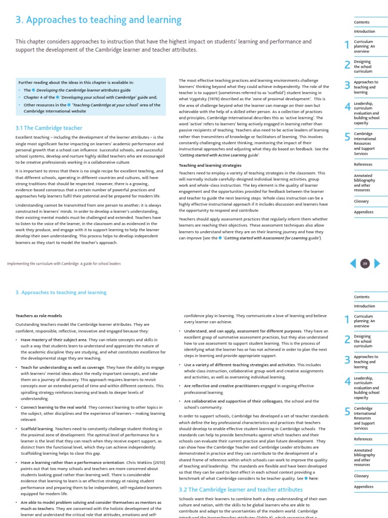 Approaches To Teaching and Learning | PDF | Curriculum | Learning