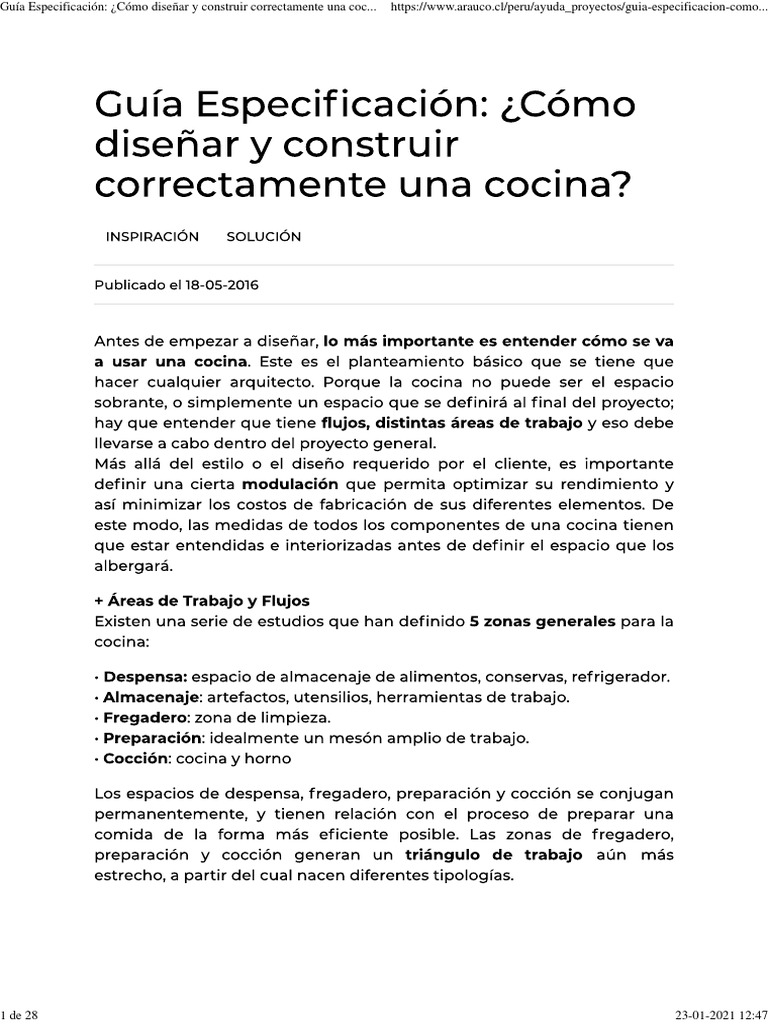 Guía completa para el diseño y construcción correcta de una cocina | PDF