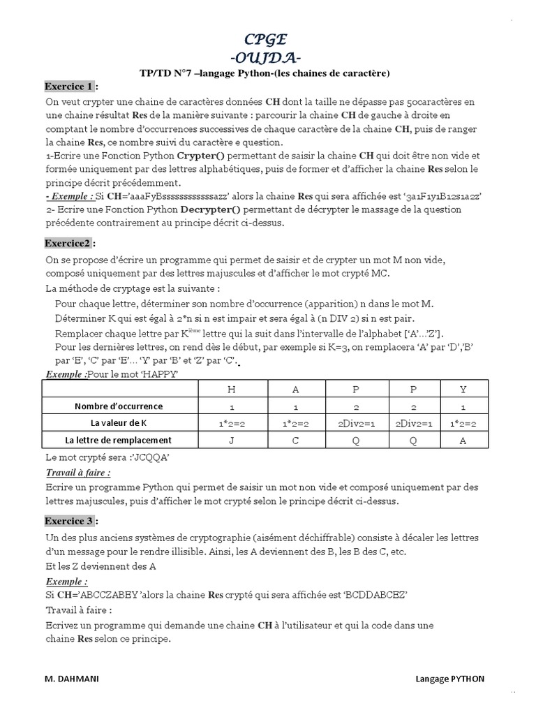 Cryptage de chaînes en Python | PDF | Méthodes et références pédagogiques