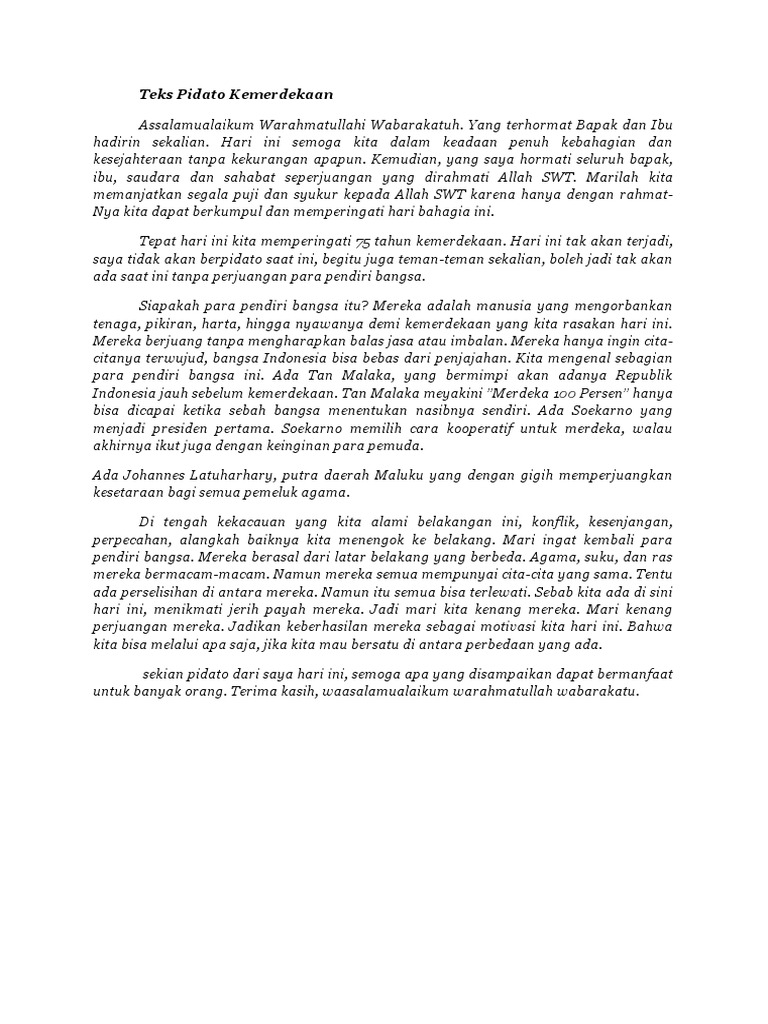 Teks Pidato Kemerdekaan  PDF