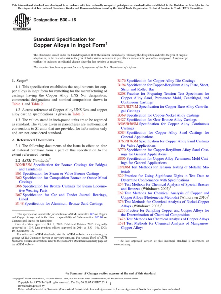 Copper Alloys in Ingot Form Standard Specification For PDF Ingot Bronze