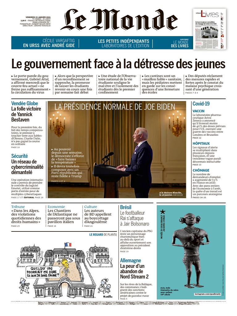 le monde 29 01 2021 pdf donald trump gouvernement americain