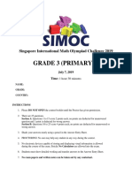 Grade 3 (Primary 3) : Singapore International Math Olympiad Challenge 2019