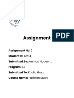 Pakstudy-Major Assignment Containing Different Topics of Pakistan Hisory