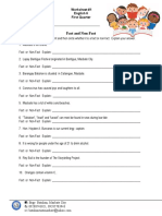 Worksheet On Fact vs. Non Fact