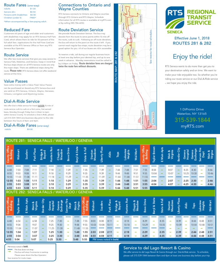 RTS Seneca Dial-A-Ride & Bus Schedules | PDF | Bus | Public Services