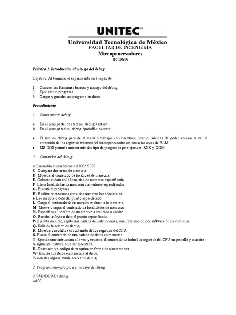 Practica 1 Microprocesadores Pdf Programa De Computadora Programación