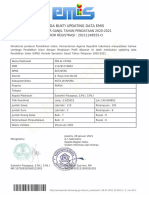 Tanda Bukti Updating Data Emis: Semester Ganjil Tahun Pendataan 2020-2021 NOMOR REGISTRASI: 20211248555-O