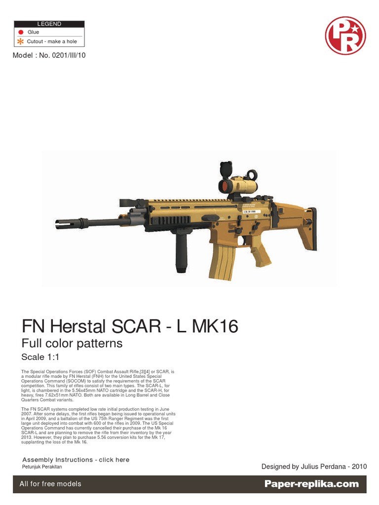 FN SCAR-L MK16 Papercraft Template | PDF | Military Science | Personal ...