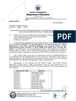 DM Osds No. 020 S. 2021 Orientation On The Implementation of Deped Order No. 029 S. 2019 and New Protocol On Disbursements