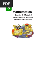 Mathematics: Quarter 2 - Module 4 Operations On Rational Algebraicexpressions