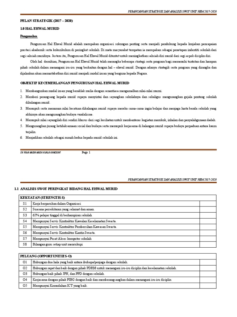 Perancangan Strategik Unit Hem Pdf