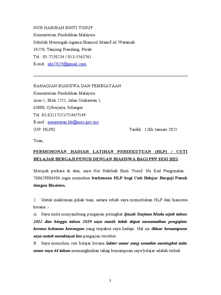 Surat Rayuan Hlp2021 Pdf