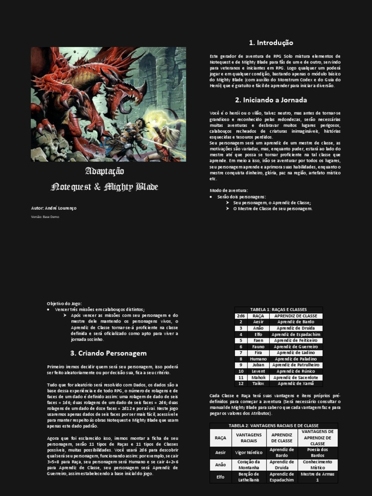 Aventura RPG: Notequest e Mighty Blade | PDF | Jogos de RPG | Armamento