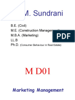 D. M. Sundrani: B.E. (Civil) M.E. (Construction Management) M.B.A. (Marketing) LL.B PH.D