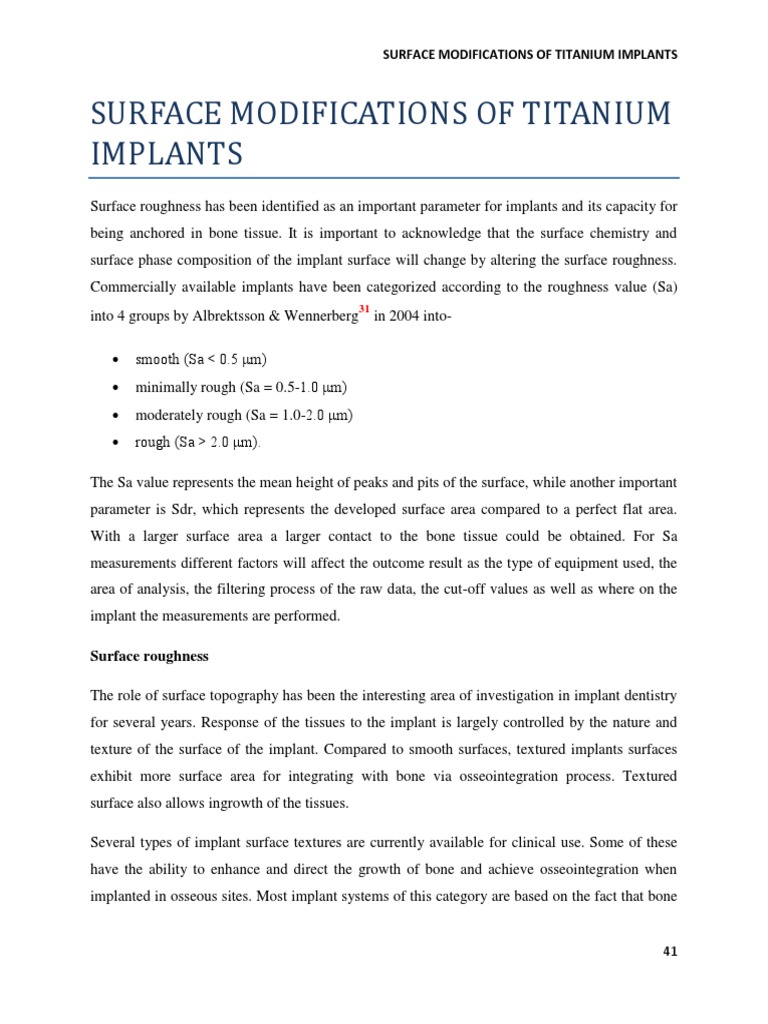 Surface Modifications of Titanium Implants PDF Confocal Microscopy