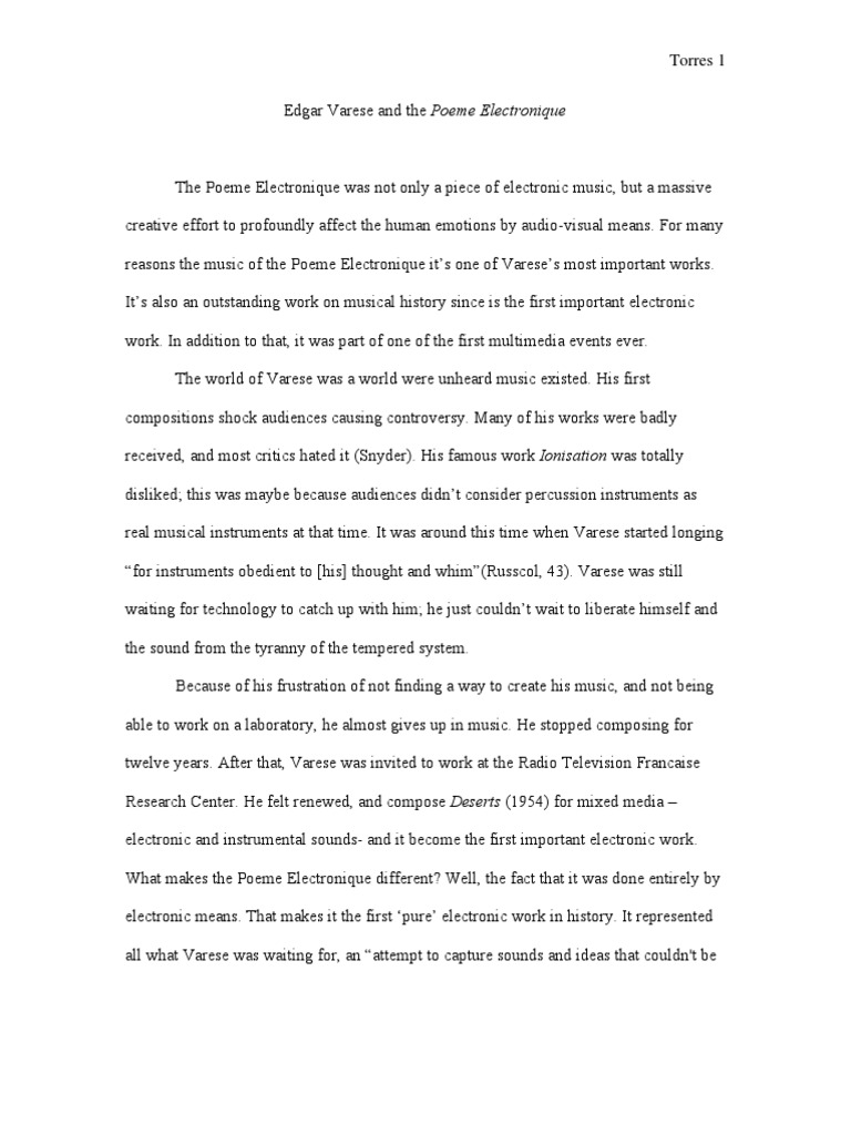 Edgar Varese Electronic Music Sound