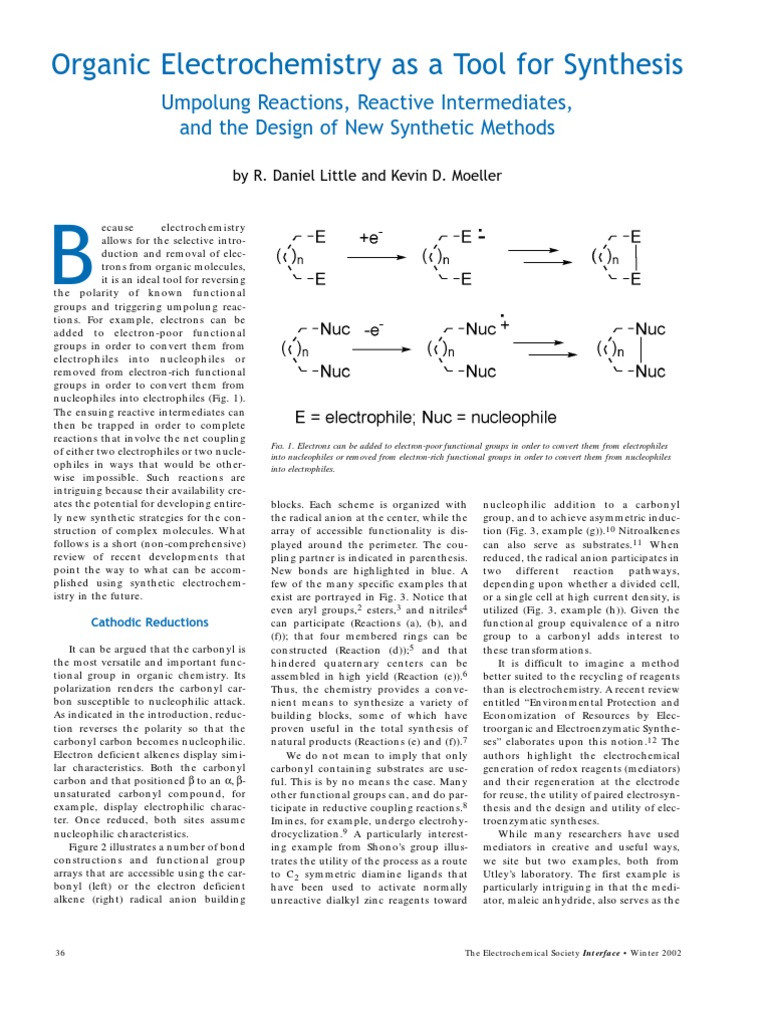 Electrochem Organic Electrochemistry as a Tool for Synthesis Chemical