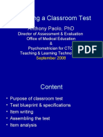 Designing A Classroom Test: Anthony Paolo, PHD