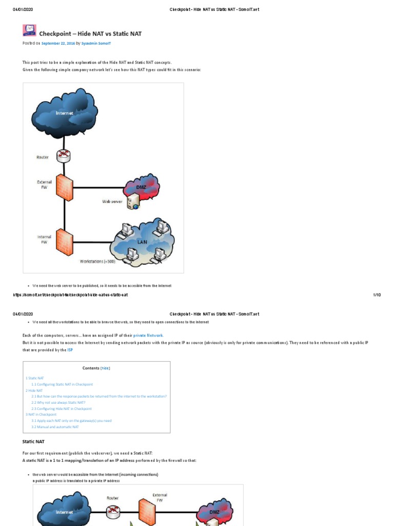 Configuring NAT in Check Point Firewalls | PDF | Wide Area Network | Ip ...