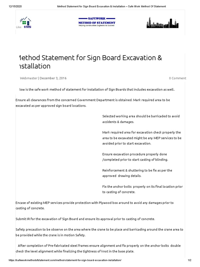 Sign Board Excavation & Installation Method | PDF | Crane (Machine ...
