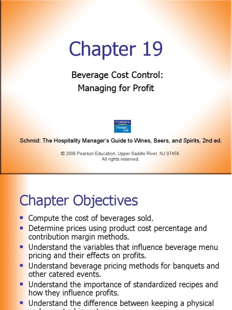 Beverage Cost Control Managing For Profit Schmid The Hospitality