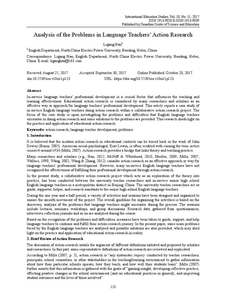 Analysis of The Problems in Language Teachers' Action Research | PDF ...