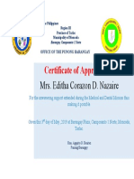 Certificate of Appreciation: Mrs. Editha Corazon D. Nazaire
