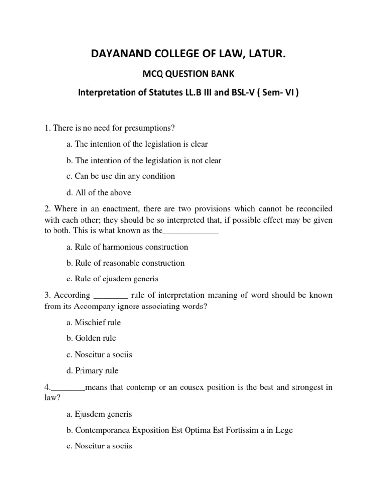 Interpretation of Statute PDF Statutory Interpretation Plain