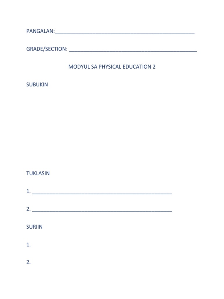Physical Education 2 - 2nd Activity | PDF