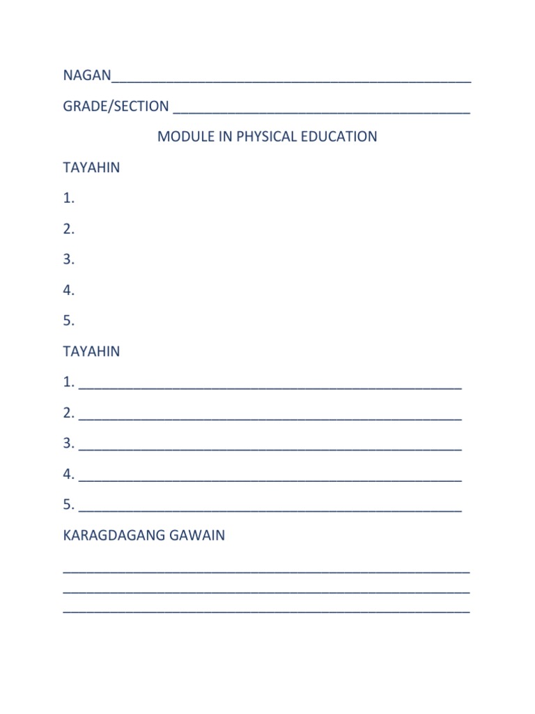 Physical Education - 3rd Module | PDF
