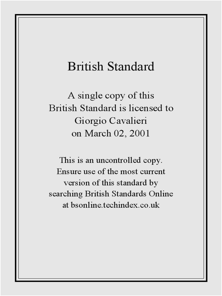 British Standard: A Single Copy of This British Standard Is Licensed To ...