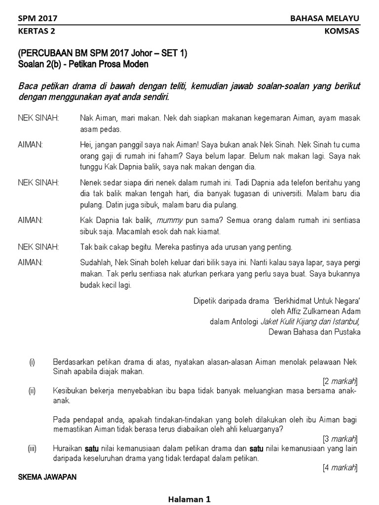 3 Koleksi Soalan Komsas 2b Percubaan Pdf