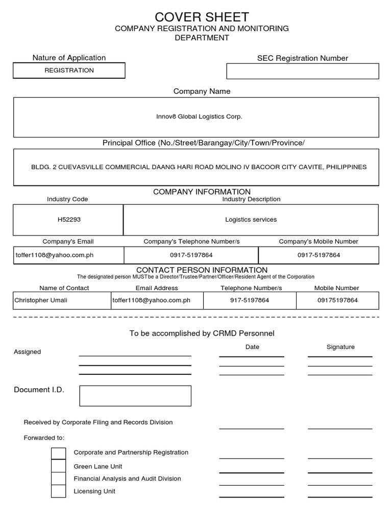 Cover Sheet Download PDF