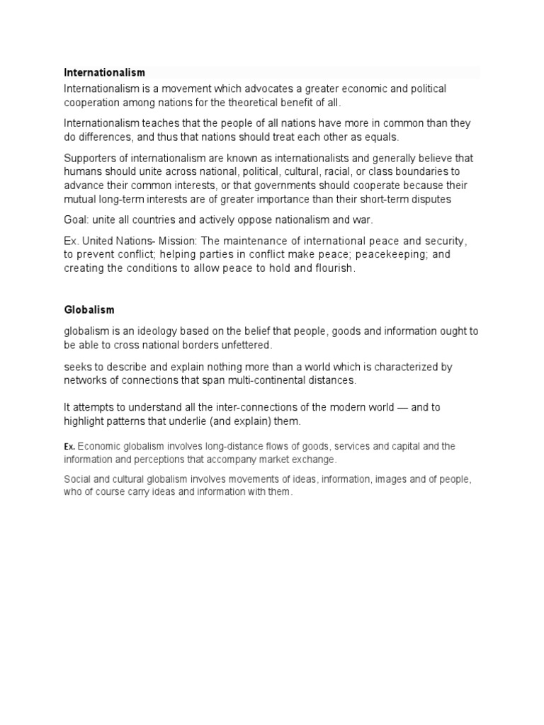 Distinguishing Internationalism and Globalism | PDF