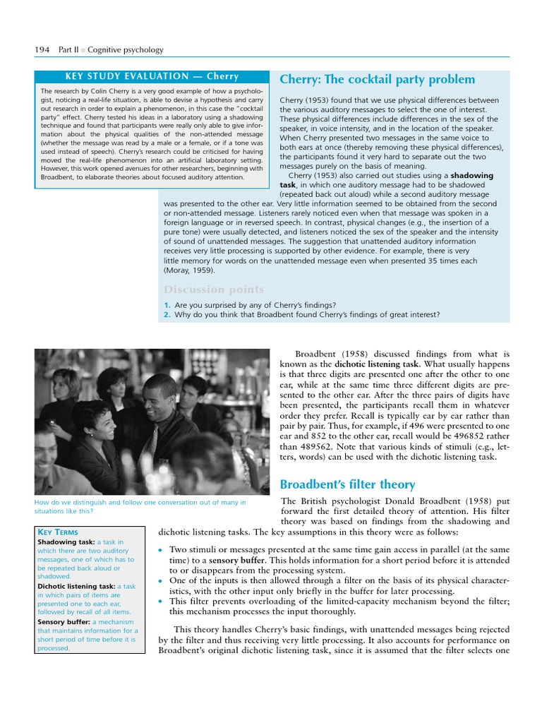 Cherry's 1953 Cocktail Party Effect Study | PDF | Neuropsychological ...
