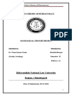 Weber'S Theory of Bureaucracy: Hidayatullah National Law University Raipur, Chhattisgarh