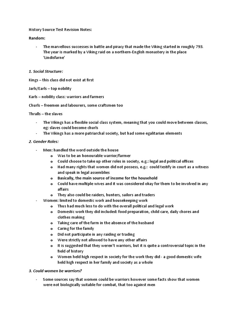 Hisory Source Test - Viking Age Notes | PDF | Vikings | Ships