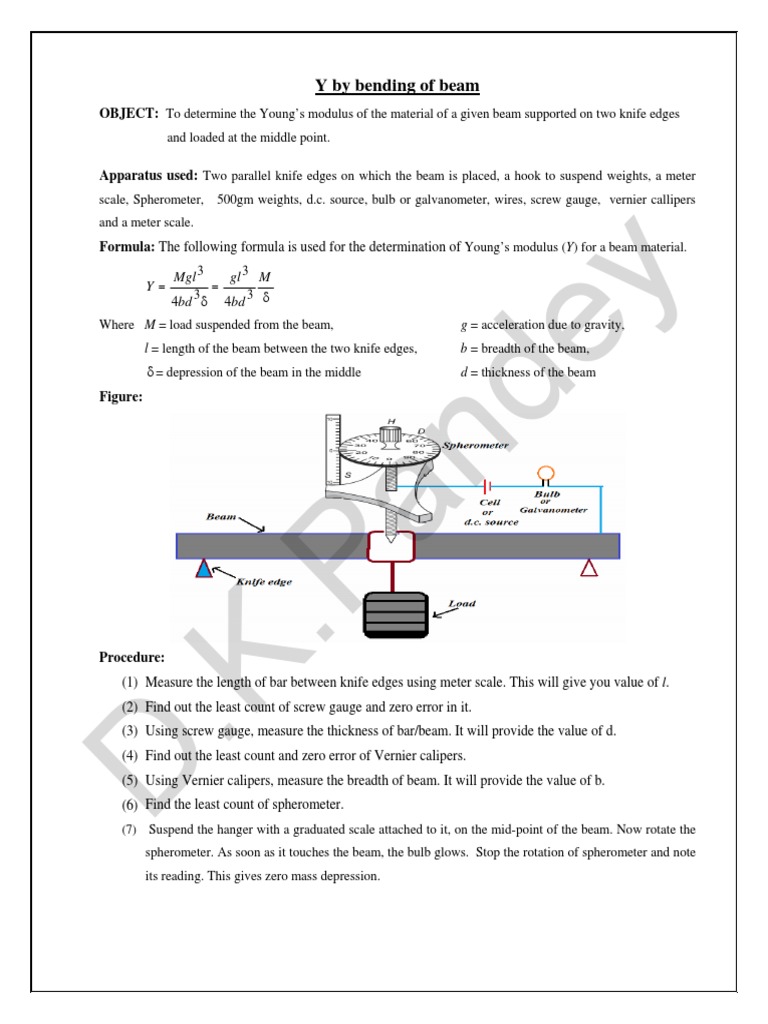 Young's Modulus by Beam Bending Experiment | PDF | Physical Quantities ...