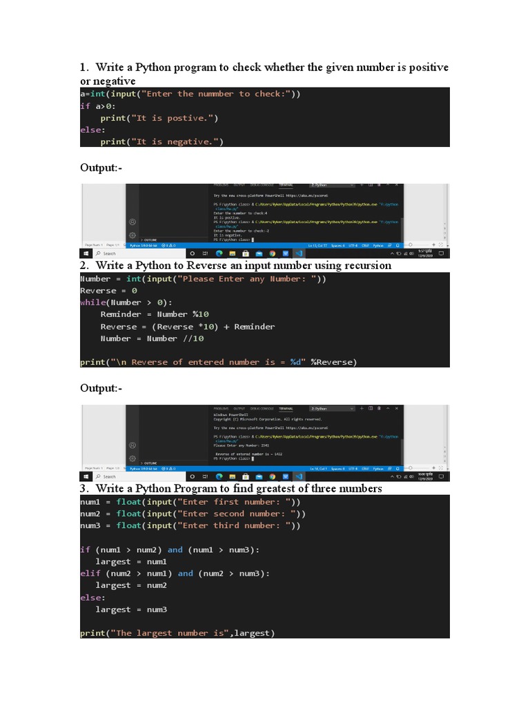 Write A Python Program To Check Whether The Given Number Is Positive or ...