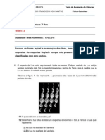 Ciências Físico-Químicas 7o Ano - Teste de Avaliação n.o 3