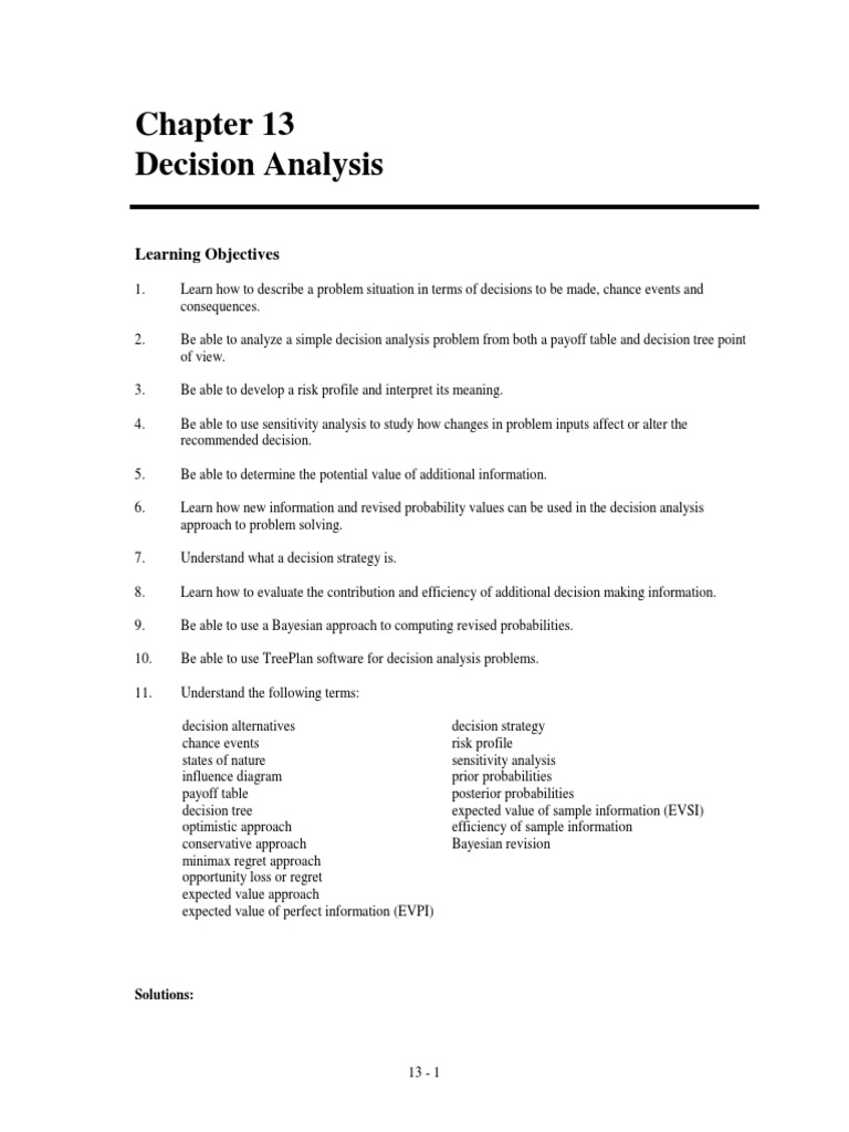Decision Analysis Techniques Overview | PDF | Mathematical And ...