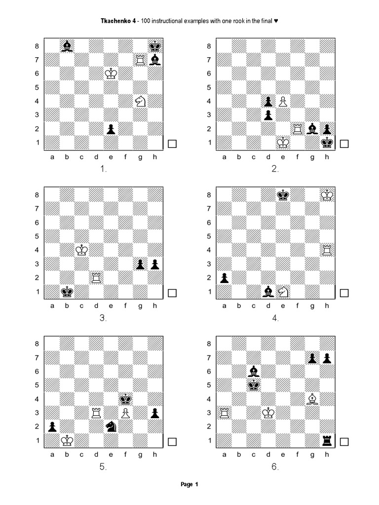 100 Rook Chess Instructional Examples | PDF | Games Of Mental Skill ...