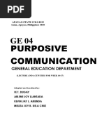 Purposive Communication: General Education Department