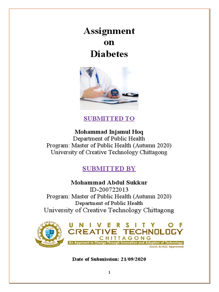 Assignment On Diabetes: Submitted To | PDF | Prediabetes | Diabetes