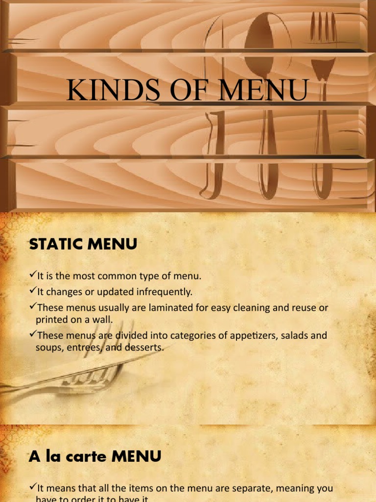 Menu meaning outlet