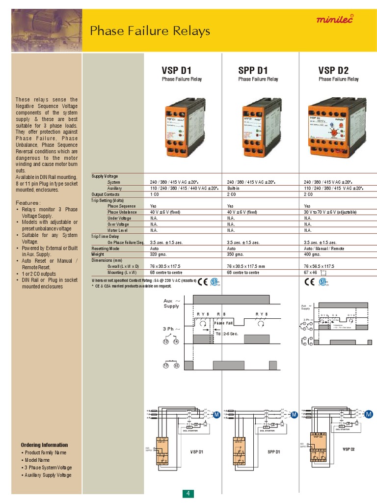 Phase Failure Relays VSP D1 VSP D2 SPP D1 PDF Relay Ac Power Plugs And Sockets