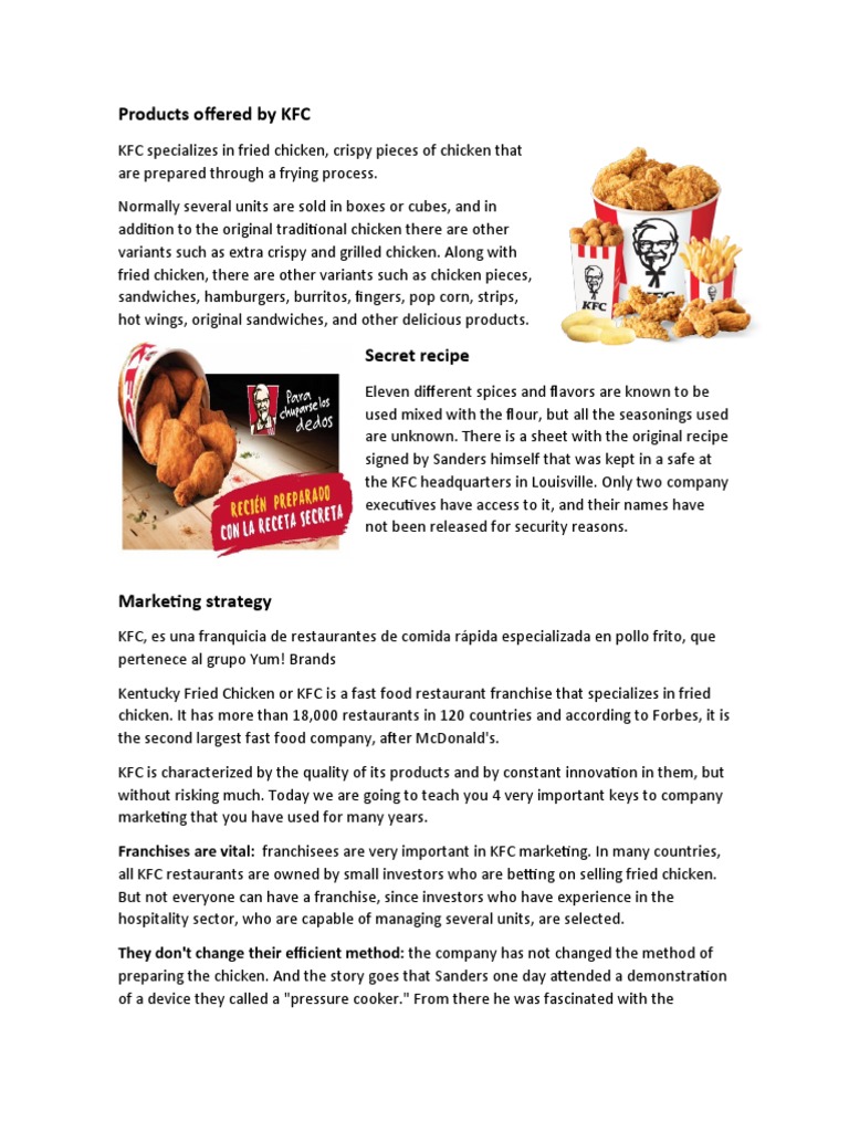 Products Offered by KFC: Franchises Are Vital: Franchisees Are Very ...